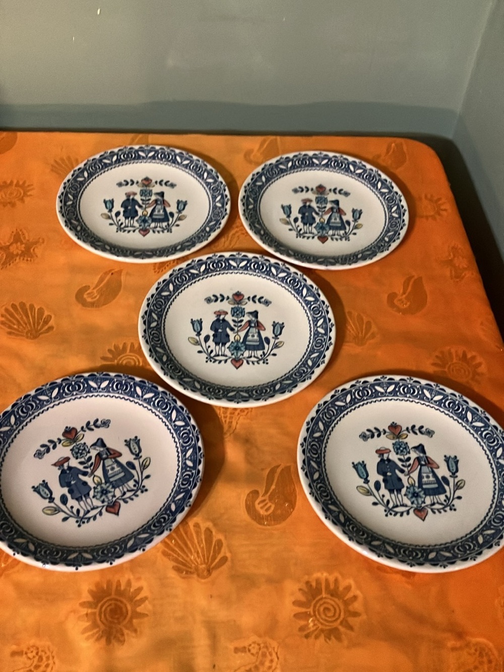5 Johnson Brothers Old Granite Hearts & Flowers 6 3/8" Bread Plates